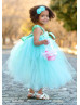 Aqua Mint Tulle Crochet Flower Girl Dress